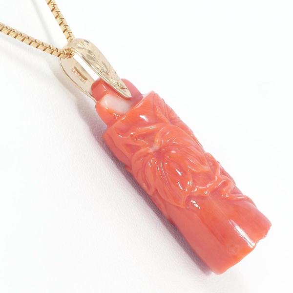 K18 18k Yellow Gold Coral Necklace, Approx 40cm, Total Weight 8.6g - Women’s Gold Jewelry