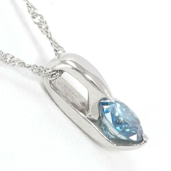 Platinum PT900/PT850 Necklace with 0.531ct Blue Diamond, Ladies 【Used】