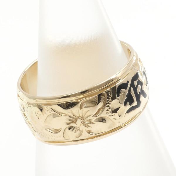 14K Yellow Gold Ladies Ring with Enamel, Size 8.5, Approximate Weight 5.3g
