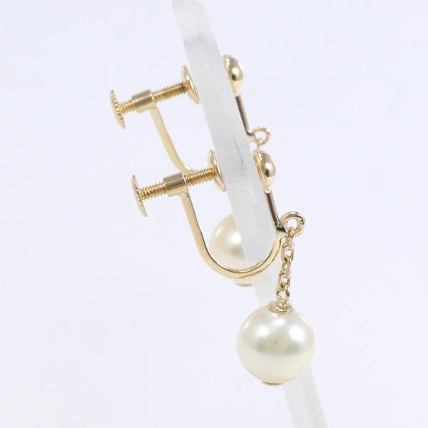 K18 Yellow Gold Pearl Earrings in Excellent Condition