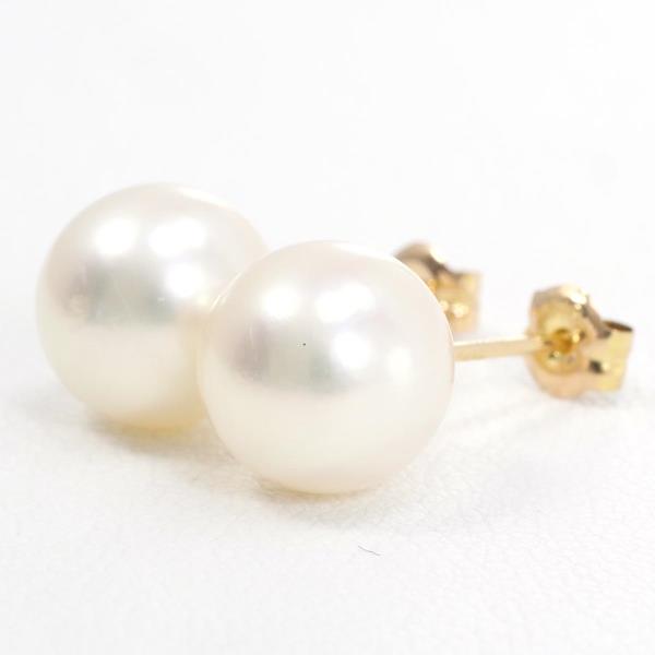 K18 Yellow Gold Pearl Earrings in Excellent Condition