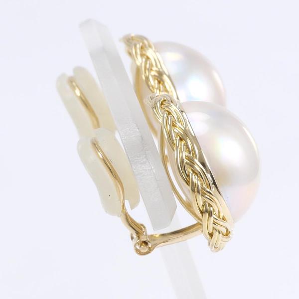 K18 18k Gold Mabe Pearl Earrings, Total Weight Approximately 7.8g - Ladies Gold Jewelry