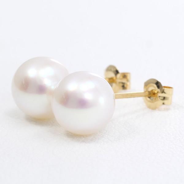 K18 Yellow Gold Pearl Earrings in Great Condition