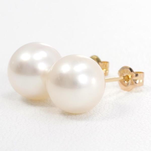 K18 Yellow Gold Pearl Earrings in Great Condition