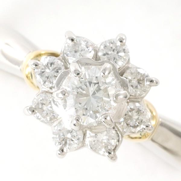 Platinum PT900/K18 18K Yellow Gold Ring with 0.50ct Diamond, Size 12, Weight Approx 3.9g, Ladies 【Used】