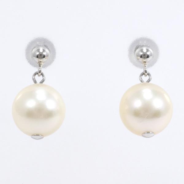 PT900 Platinum Pearl Earrings in Excellent Condition