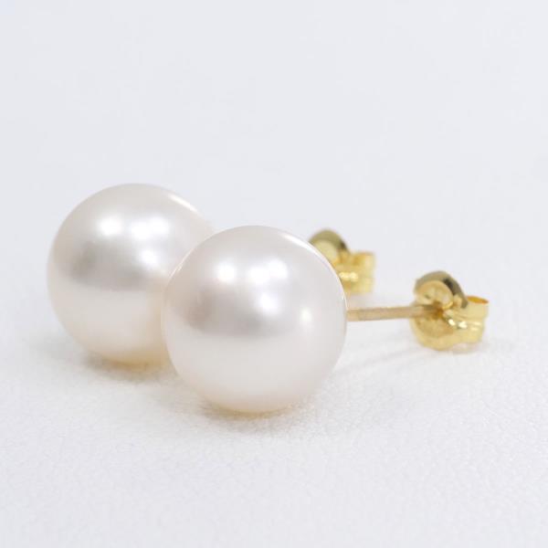 K18 Yellow Gold Pearl Earrings in Great Condition