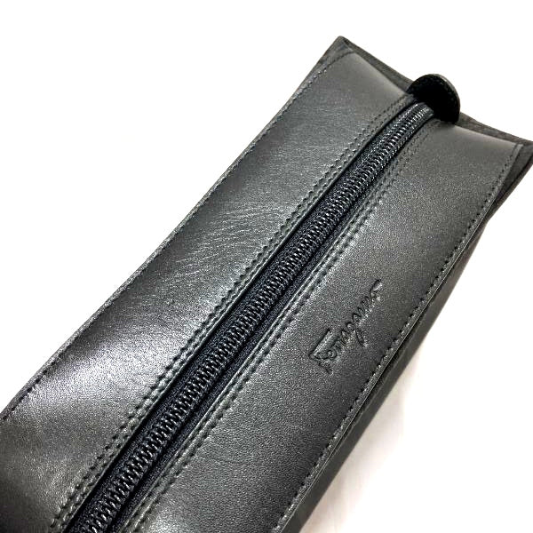 Salvatore Ferragamo Nylon Leather Pouch 6639 in Good Condition