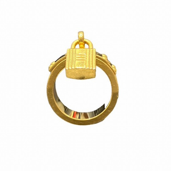 Hermes Kelly Scarf Ring Gold Camel