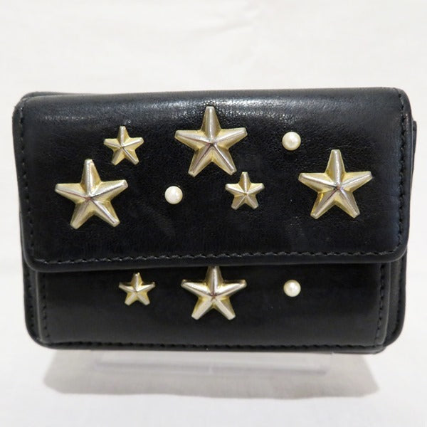 Jimmy Choo Leather Star Studs Compact Tri-fold Wallet in Good Condition