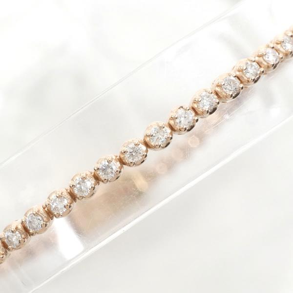 K18 Pink Gold Bracelet with 1.00ct Diamond and Appraisal Card, Total Weight Approximately 5.6g at 17.5cm - Preowned Ladies' Golden Diamond Bracelet