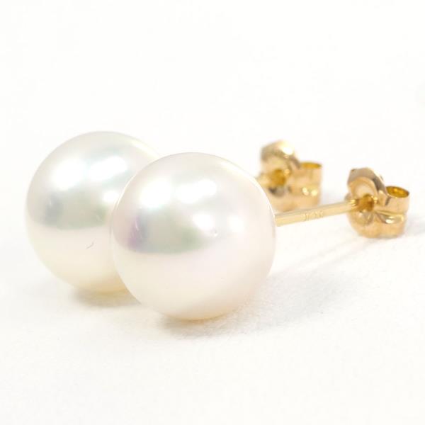 K18 Yellow Gold Pearl Earrings in Great Condition