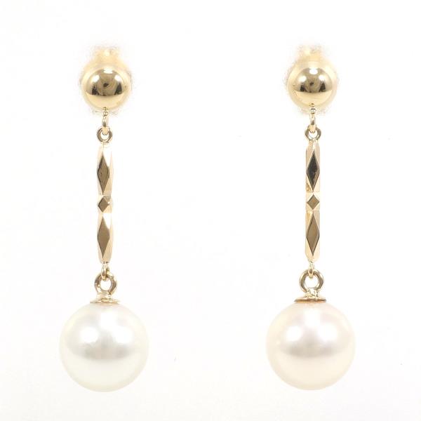 K18 Yellow Gold Pearl Earrings in Pristine Condition