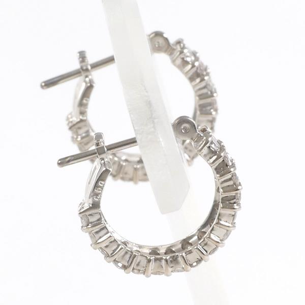 K18 White Gold and Diamond Earrings for Women, Studded with 2 0.50ct Diamonds
