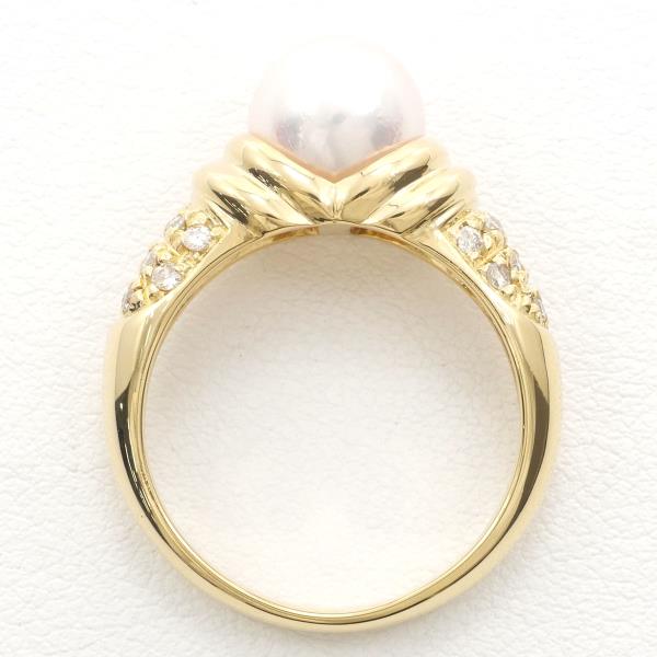 Ladies' K18 Yellow Gold Ring Size 11.5 with Pearl (Approximately 8mm), Diamond 0.20ct, Weighing Approximately 5.0g