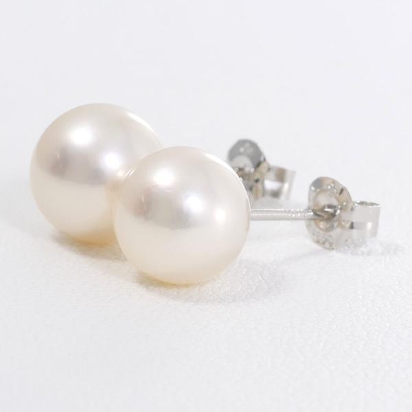 PT850 Platinum Pearl Earrings in Excellent Condition