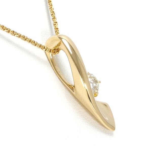 K18 Yellow Gold Ladies Necklace with Diamond, Approximate Weight 3.9g, Length about 45cm, Diamond 0.16 ct