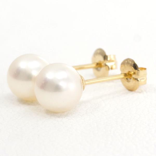 K18 Yellow Gold Pearl Earrings in Excellent Condition