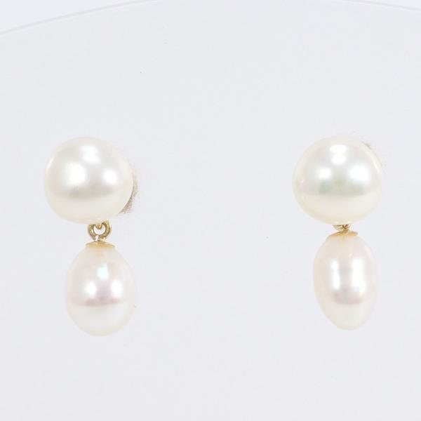 K18 Yellow Gold Pearl Earrings in Excellent Condition