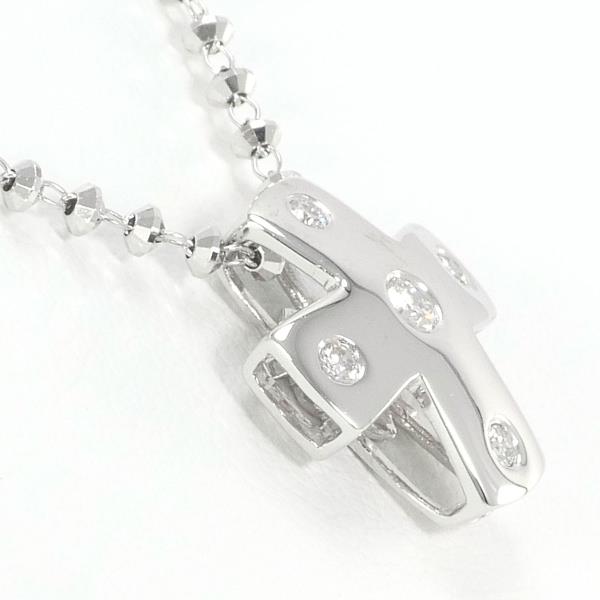 K18 WhiteGold with Diamond 0.09ct Necklace, Total Weight approx 4.4g, 45cm, Women's Silver