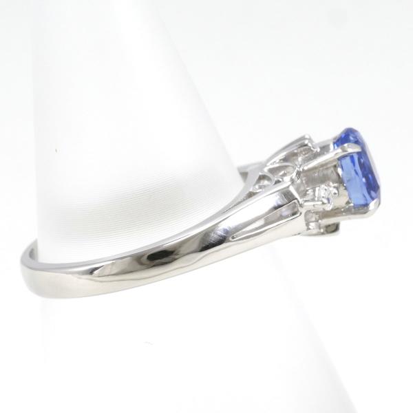 PT900 Platinum with Sapphire 0.95ct & Diamond, Ring size 10, Total Weight approx 4.0g, Women's Silver