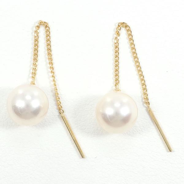 K18 Yellow Gold Pearl Earrings in Excellent Condition