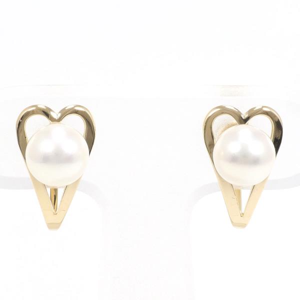 K18 Yellow Gold Pearl Earrings in Excellent Condition