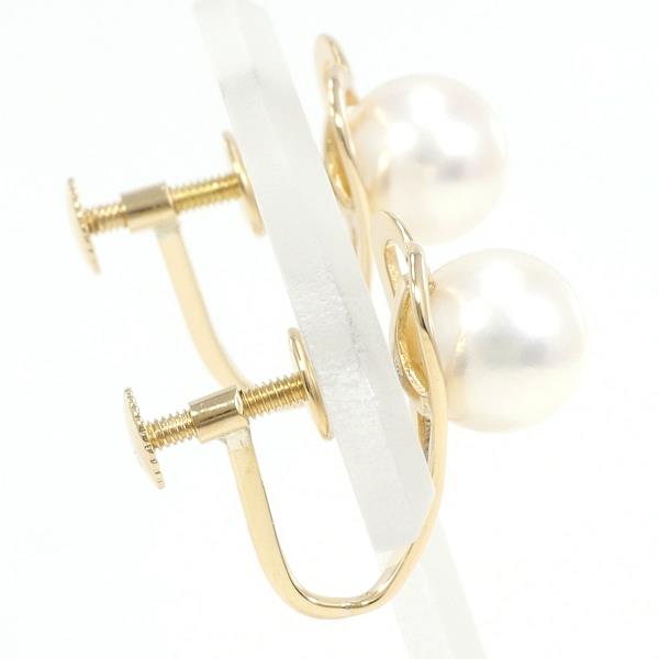 K18 Yellow Gold Pearl Earrings in Excellent Condition