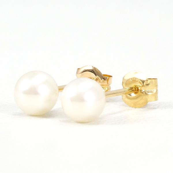 K18 Yellow Gold Pearl Earrings in Excellent Condition