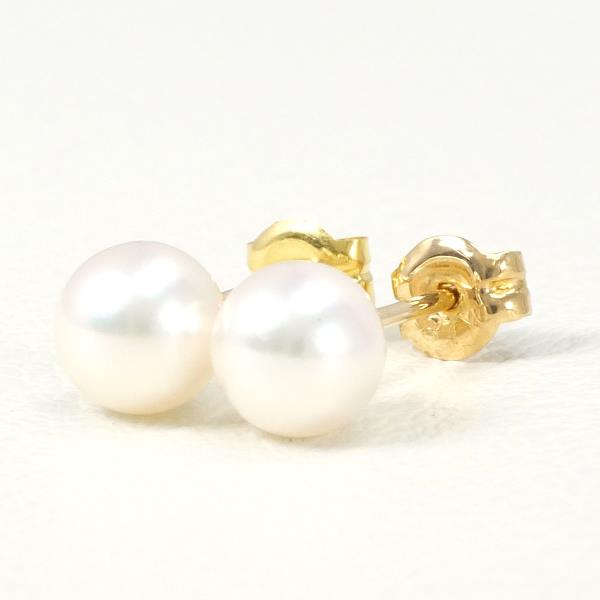 K18 Yellow Gold Pearl Earrings in Excellent Condition