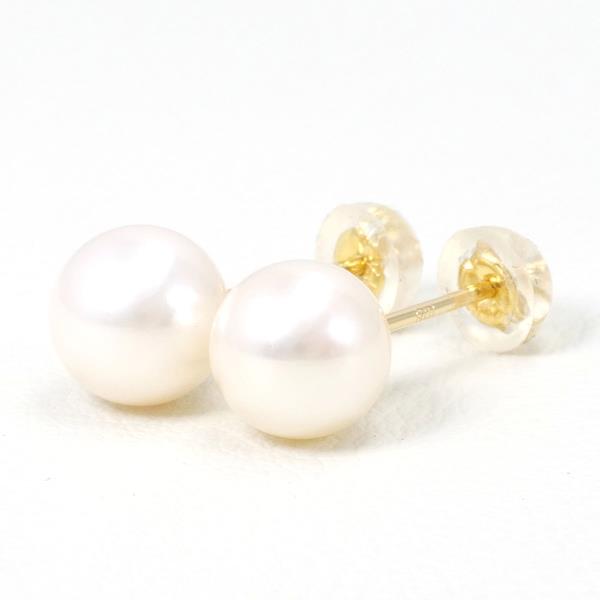 K18 Yellow Gold Pearl Earrings in Excellent Condition