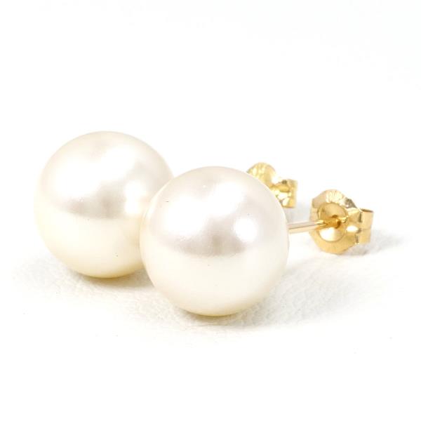 K18 Yellow Gold Pearl Earrings in Excellent Condition