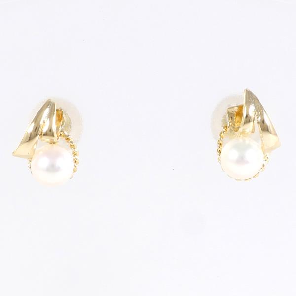 K18 Yellow Gold Pearl Earrings in Pristine Condition