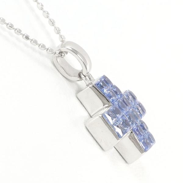 K18 White Gold Sapphire Necklace, Total Weight Approx. 4.2g, Length Approx. 45cm, Ladies' Blue Sapphire Jewelry