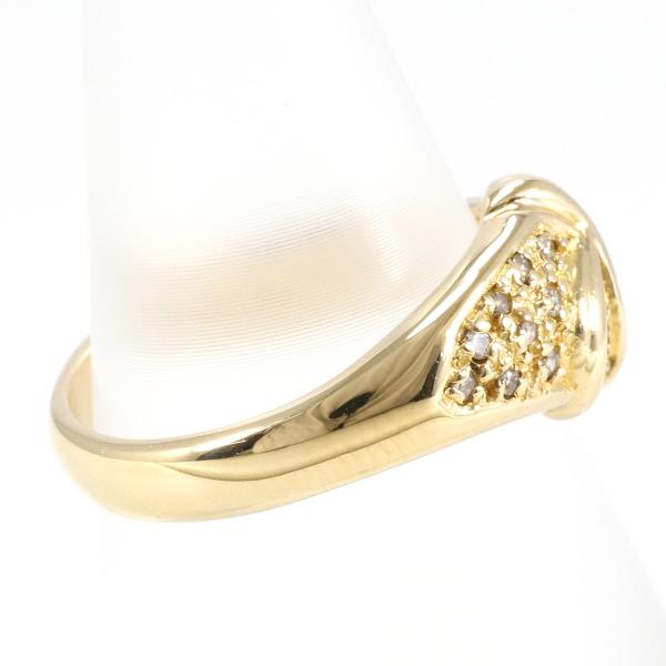 18K Yellow Gold Ring with 0.14ct Diamond, Size 11.5, Approximate Weight 4.6g, Ladies' Jewelry