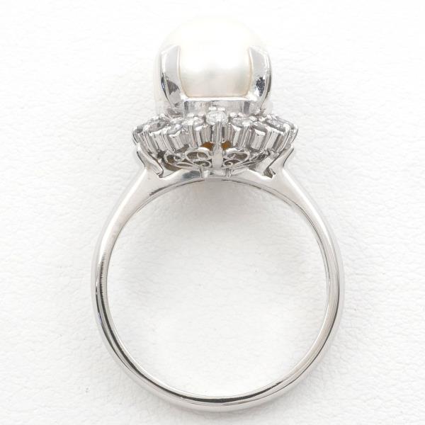 PT850 Platinum, Pearl & Diamond Ring, Pearl around 8.5mm, Diamond 0.23ct, Size 8, Weight Approx 6.3g, Silver, Ladies' Jewelry