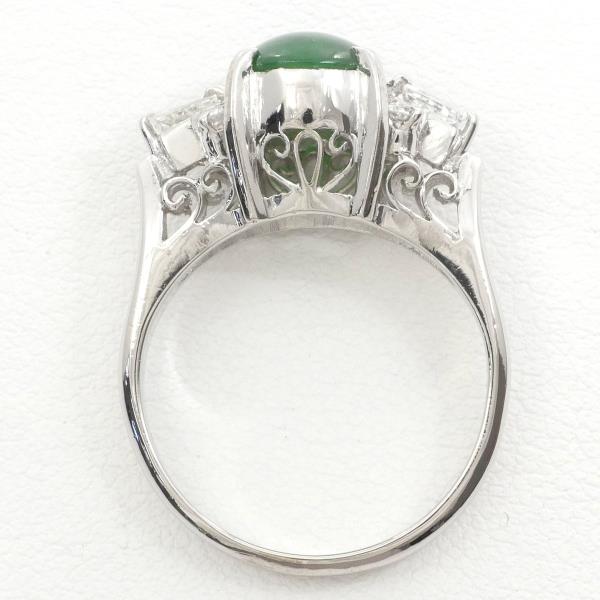Platinum PT900 Ring with Jade and 0.21ct Diamond, Size 8, Ladies Ring, 5.6g Total Weight - Used
