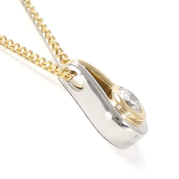 Platinum-K18 YellowGold Diamond 0.145ct Necklace, Total Weight approx 3.1g, 40cm, Women's Gold