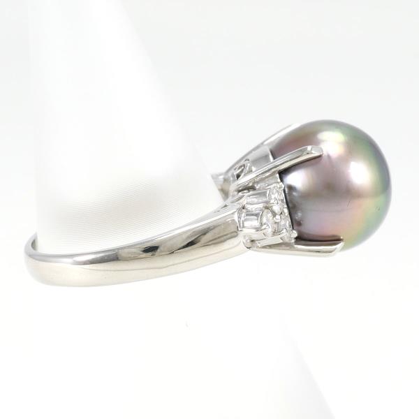 PT900 Platinum Ring with Approximately 10.5mm Pearl, Diamond 0.25ct, Size 11.5, Total Weight Approximately 7.0g