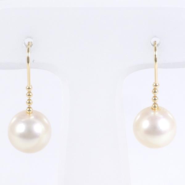 K18 Yellow Gold Pearl Earrings in Great Condition