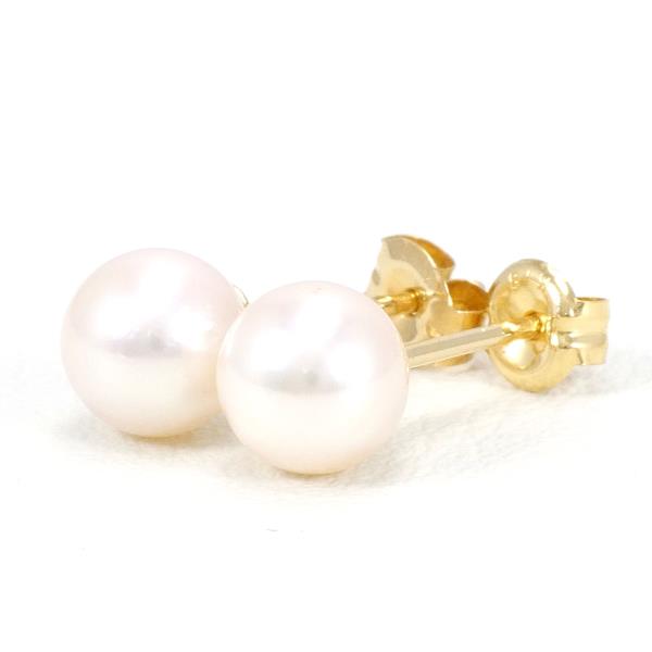 K18 Yellow Gold Pearl Earrings in Great Condition