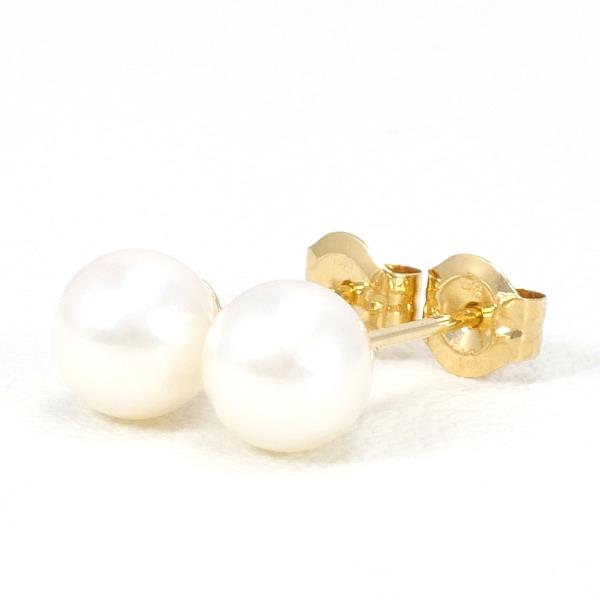 K18 Yellow Gold Pearl Earrings in Pristine Condition