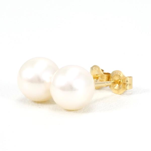 K18 Yellow Gold Pearl Earrings in Excellent Condition