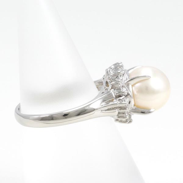 PT850 Platinum Ring with Approximately 9mm Pearl, Diamond 0.31ct, Size 11, Total Weight Approximately 6.6g