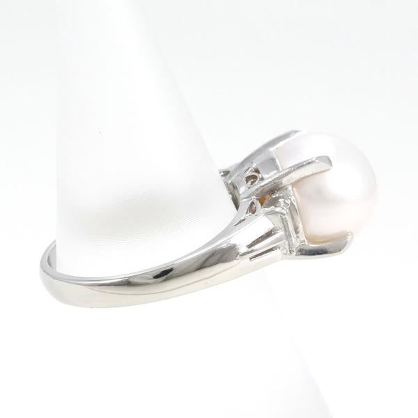 PT900 Platinum Ring with Approximately 9mm Pearl, Diamond 0.206ct, Size 9, Total Weight Approximately 5.9g
