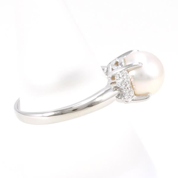 Women's Platinum PT900 Ring with approx 8mm Pearl and D0.11ct Diamond.