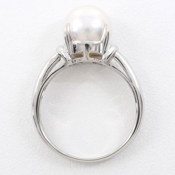 [LuxUness]  Platinum PT900 Ring with Pearl, Size 13 for Women in Excellent condition