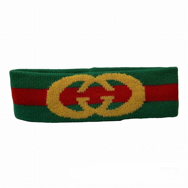 Gucci GG Web Hairband Green Red Yellow Unisex in Good Condition