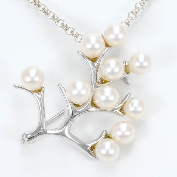 Silver Pearl Necklace Brooch Jewelry