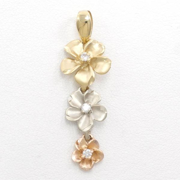 14K Yellow/White/Pink Gold Zircon Pendant Top in Excellent Condition